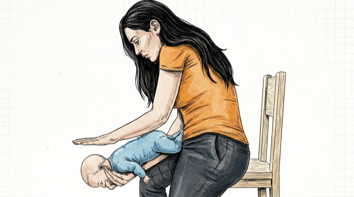 Posição cabeça para baixo — bebé